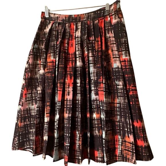 Fynn and Rose Women’s Abstract Pleated Midi Skirt Sz. 4 Anthropologie - Picture 1 of 14
